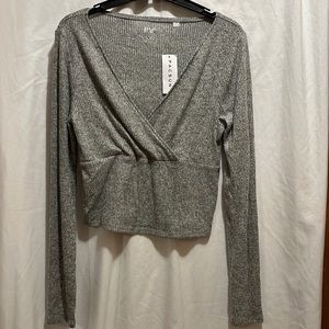 NWT PacSun Gray Crop Sweater V-Neck